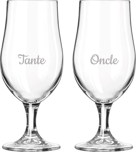 Bierglas op voet gegraveerd - 49cl - Tante & Oncle
