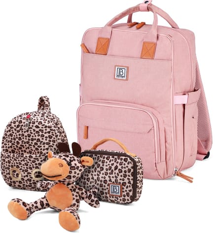 Brisby Luiertas Original - Roze - Kinderrugzak - 1.5L kinderlunchtas Giraffe