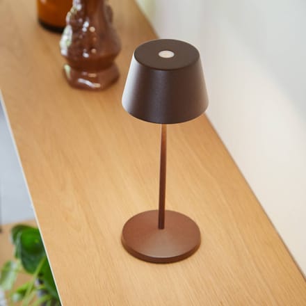 LOOM DESIGN LED tafellamp op accu Modi Micro, IP65, corten
