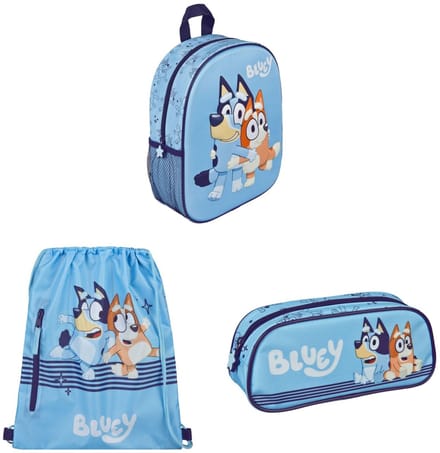 Bluey tassenset; rugzak, etui, en gymtas