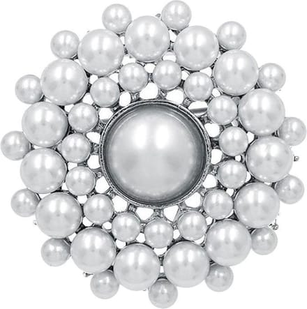 Fako Bijoux® - Broche - Parel - Joyce - 44x44mm - Zilverkleurig