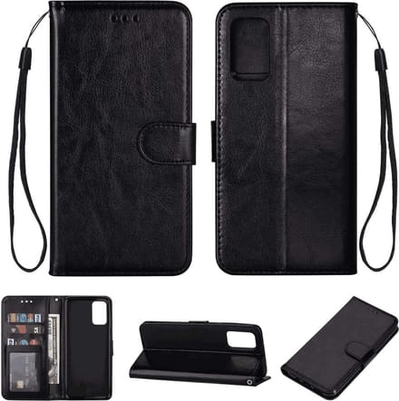 Hoesje geschikt voor iPhone 12 Pro - Bookcase - Pasjeshouder - Portemonnee - Koord - Kunstleer - Zwart