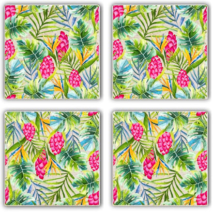 Asir - Onderzetter (4 stuks) - Veelkleurig - 10 x 10 x 1 cm