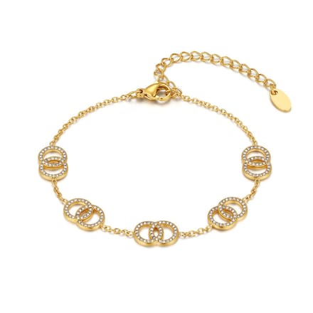 Twice As Nice Armband in edelstaal met oneindigheidstekens Goudkleurig 16cm+3cm