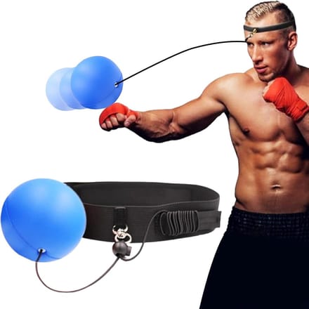 Boks Reflexbal - Hoofdband Bal - Reactievermogen Trainen - Verstelbare Hoofdband - 9 cm Diameter - Blauw