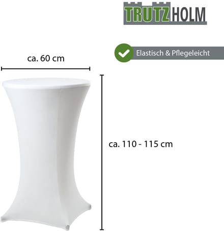 TRUTZHOLM - 15 witte statafelhoezen voor statafels en bistrotafels van 60 cm - geschikt voor binnen en buiten