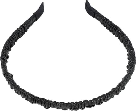 Haarsoires Haarband Diadeem 1cm – Gerimpeld Imitatie Lakleer – Zwart