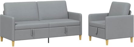 vidaXL - Sofa - Set - Met - Opslag - 2 - pcs - Lichtgrijs - Polyester