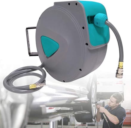 Automatische persluchtslanghaspel 10 meter, muurbevestiging, 1/4" aansluiting