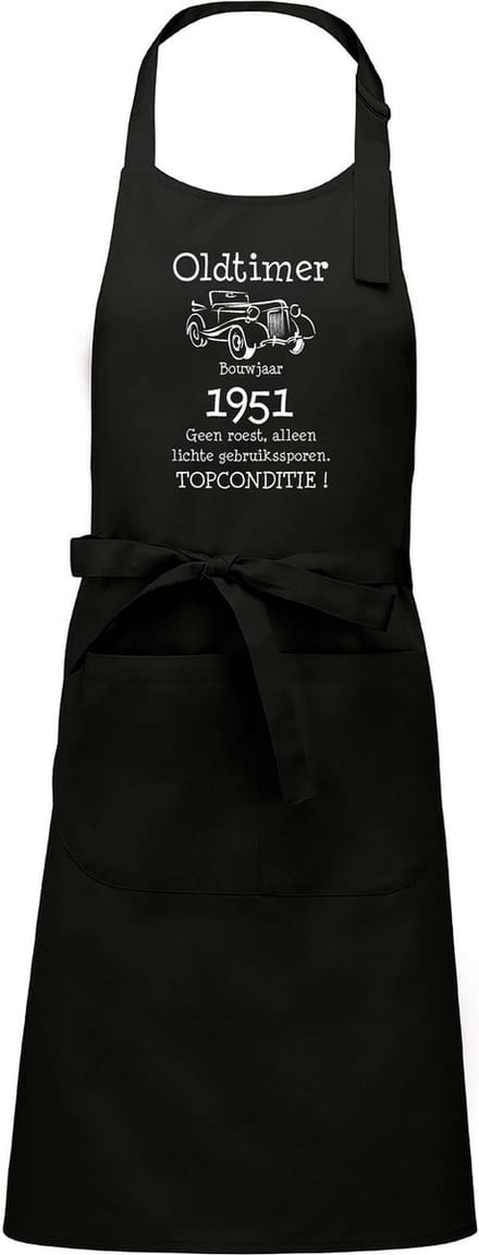 Keukenschort - BBQ schort - Oldtimer - 1951 - zwart