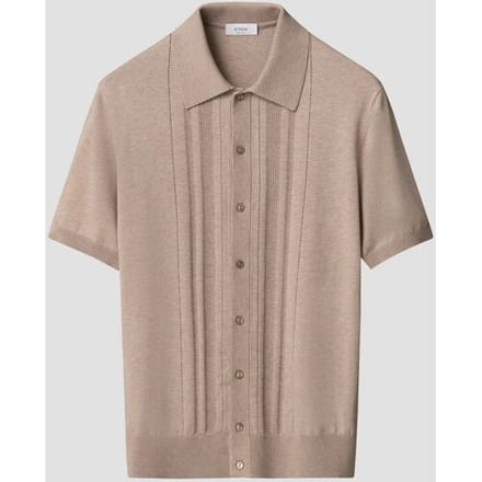 Eton Polo Organic Cotton Luxury Striped Texture Beige / male