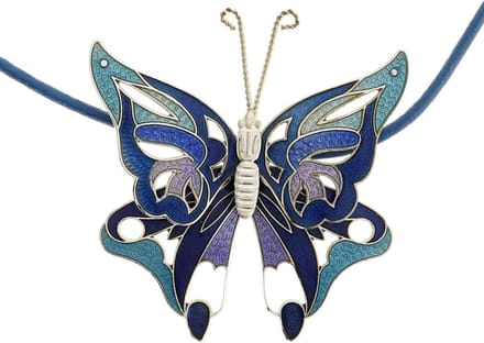 Behave - Ketting - Dames - Emaille Vlinder - Blauw - 42 cm (+ 6 cm verlengketting)