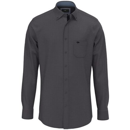 Fynch-Hatton Overhemd Mini Houndstooth Flanel Button-Down Charcoal / male