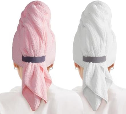 Microfiber Haarturban voor Vrouwen - Sneldrogende Haarhanddoek met Elastische Band voor Krullend Haar