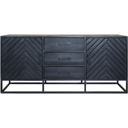 Dressoir Rune Visgraat - Zwart Mangohout - 170 cm - Industrieel
