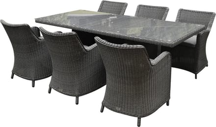 Bilbao Menorca dining tuinset 220x100xH77 cm 7 delig antraciet