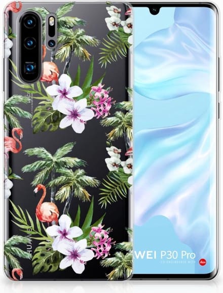 Huawei P30 Pro TPU Hoesje Flamingo Palms