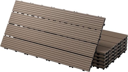 WPC Terrastegels Donkerbruin 60x30 cm Kliksysteem Drainage Vlondertegels