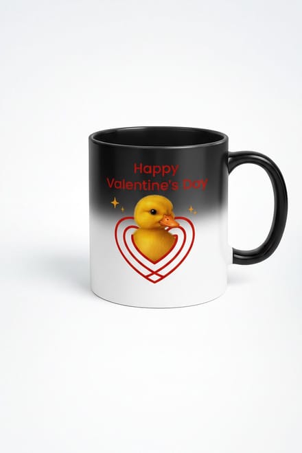 Magische Valentijnsdag Mok met Schattig Eendje - Warmtegevoelige Beker