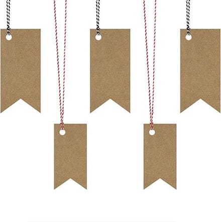 Partydeco - Gift labels recht kraft (6 stuks)