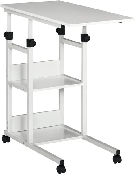 HOMCOM-Beistelltisch-E1 Spanplatte, Metall, Kunststoff-80L x 40B x 82H cm-Weiß