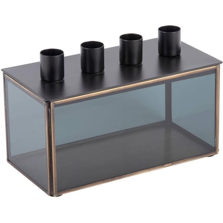 Present Time Kandelaar Boxed Rectangle - Zwart - 20x10x13cm - Modern - Glas