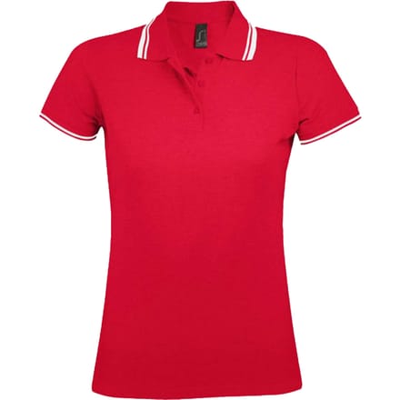 SOLS Dames/Dames Pasadena Poloshirt (Rood/Wit)