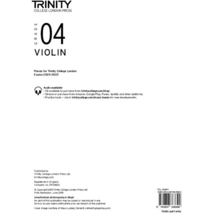 Violin 20202023 Grade 4 Part Only - TRIN COLLEGE LONDON