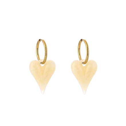 Bijoutheek Oorhangers Resin Hart Beige