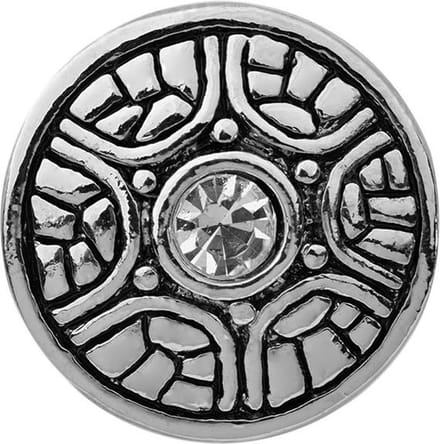 Quiges - Dames Click Button Drukknoop 18mm Schild Ornament met Zirkonia - EBCM237