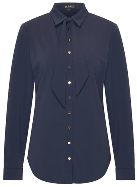 MI PIACE - Travel Blouse Uni Gold Button 202767 Dark Blue - Maat : S