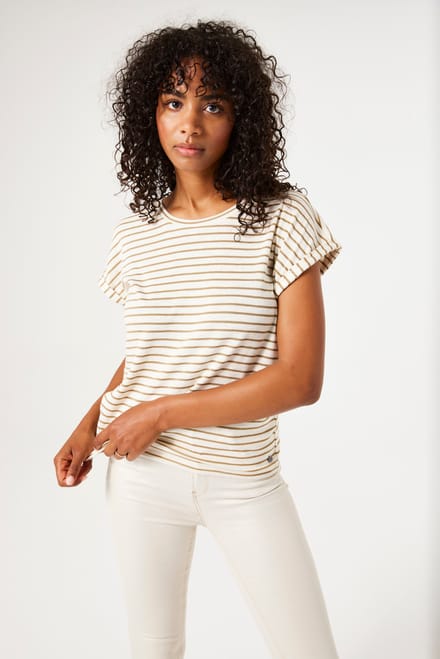 GARCIA Dames Effen T-shirt Wit Korte mouw