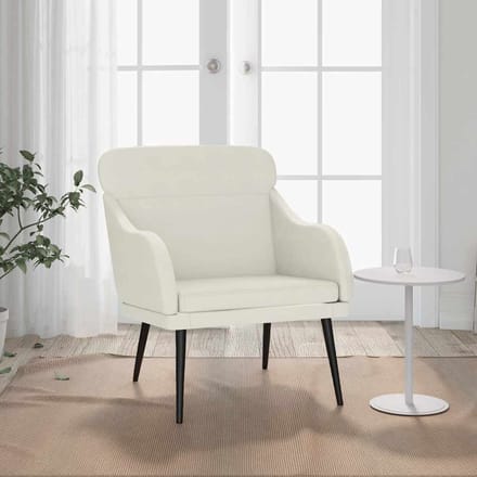 vidaXL - Fauteuil - 63x76x80 - cm - fluweel - crèmekleurig
