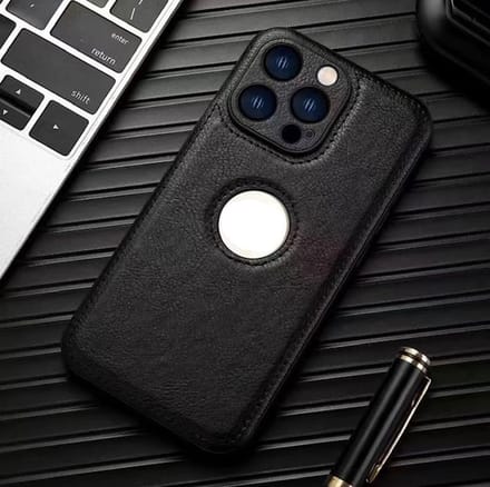 iPhone 14 pro max luxe zakelijk leer hoesje met camera bescherming zwart
