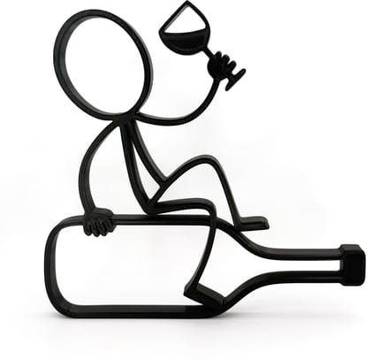 Stickyman Wijndrinker - decoratiebeeldje - zwart - 20 cm hoog