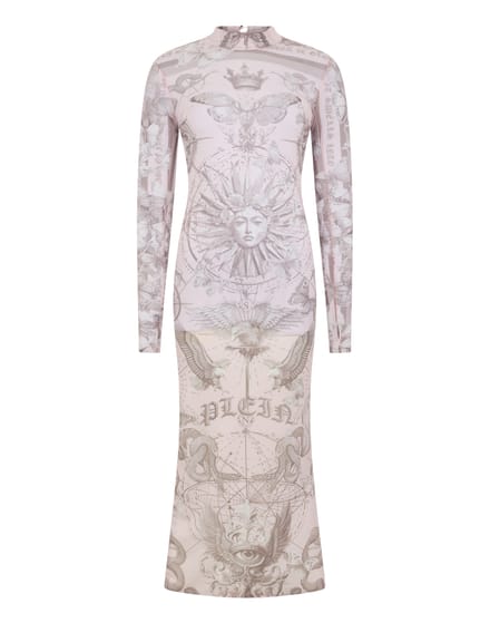 Tulle Maxi Dress Open Back Butterfly Tattoo