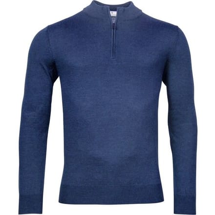 Thomas Maine Trui Merino Half Zip Single Knit Indigo / male