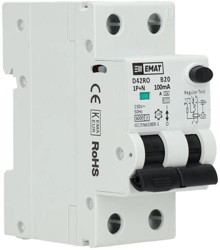 EMAT aardlekautomaat B20 1P+N 100mA Type A (85006416)