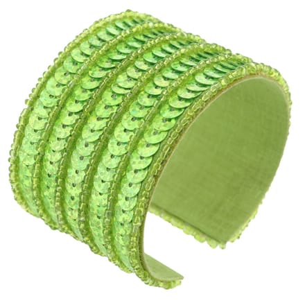 Behave – Armband – Limegroen – Textiel – Pailletten – Brede Cuff – Statement