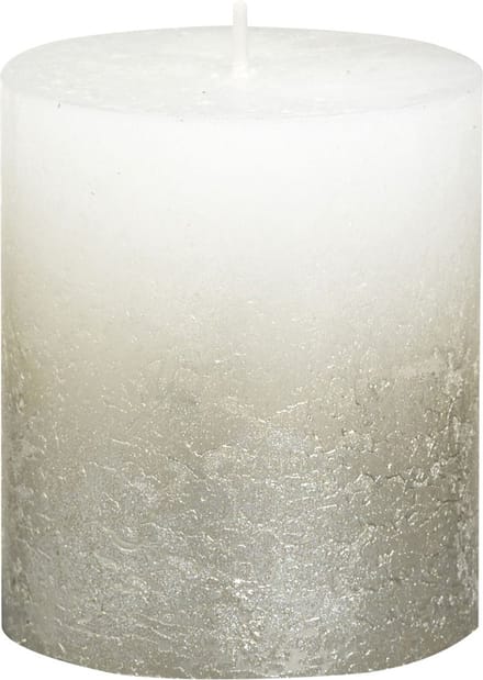 Metallic Rustieke stompkaars Fading champagne 80/68 Wit / Goud