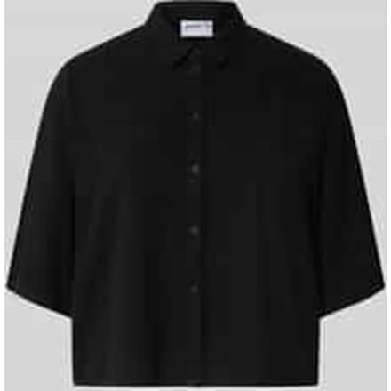 boxy fit blouse van mix van viscose en linnen in all-over look