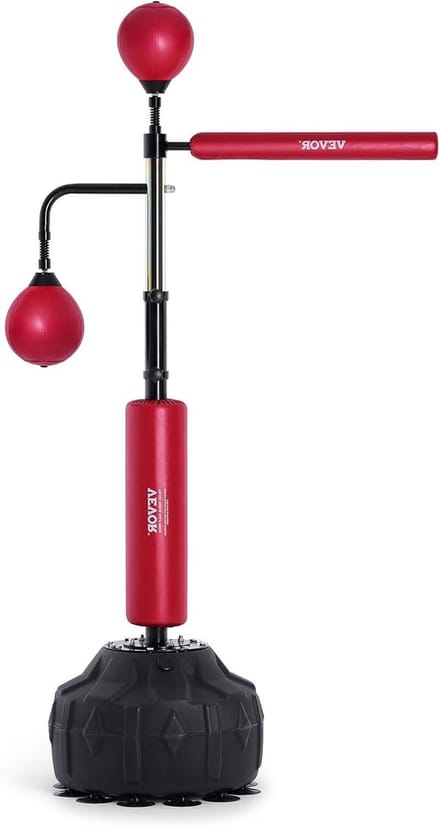 Bokszak met standaard - Reflex bokszak - Reactie training - 360 graden draaibaar - Hoogte verstelbaar - Rood