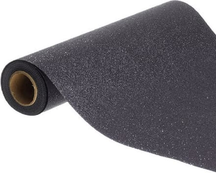 Chaks Tafelloper op rol - zwarte glitter - 30 x 500 cm - polyester - feest tafelkleden