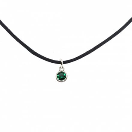 Ketting -Arcen- suede- groene steen- 45 cm - Charme Bijoux