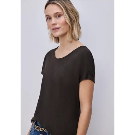 Shirt met overhangende schouders in linnenlook