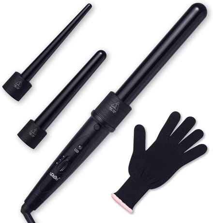 3-in-1 Krultang Set met Verwisselbare Keramische Lopen en Hittebestendige Handschoen