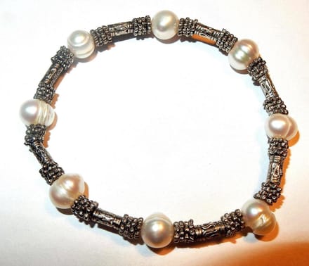 Parel met zilver Elastische Armband 8 mm