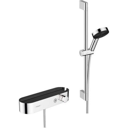 hansgrohe Pulsify Select S doucheset 105 3jet Activation met handdouche, thermostaat, glijstang 65cm, schuifstuk en doucheslang chroom