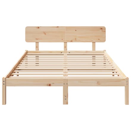 vidaXL - Bedframe - met - hoofdeinde - Naturel - 140 - x - 200 - cm - Massief - grenenhout