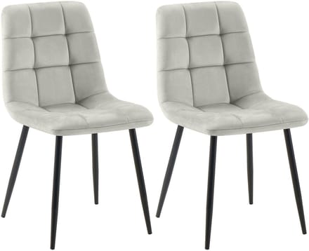 CLP Tilde Set van 2 eetkamerstoelen - Zonder armleuning - Industrieel - Fluweel/grijs